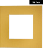 5x7 Mat for 8.5x11 Frame - Precut Mat Board Acid-Free Metallic Gold 5x7 Photo Matte For a 8.5x11 Picture Frame, Premium Matboard for Family Photos, Show Kits, Art, Picture Framing, Pack of 100 Mats