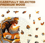 WOODBESTS Wooden Puzzles for Adults, 3D Fox Wood Puzzles Adult(200 Pieces, M, 11.4 * 11.2in), Unique Shape Wooden Animal Jigsaw Puzzles, Birthday Gifts for Adults Family Game