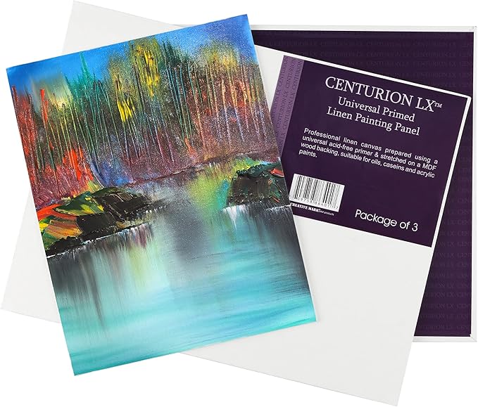 Centurion All-Media Primed Linen Panels - 5x7 3 Pack - 11oz Universal Primed Canvas Boards for Painting, Mounted on MDF Wood, Non-Warping, Ideal for Artists, Professionals, and Painters