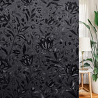 LEMON CLOUD Total Blackout Window Film Privacy Static Cling Frosted Black Window Covering 100% Opaque Film Tint Darkening Removable Film for High Privacy，(Blackout Tulip Design,29.5 x157.4 inches)