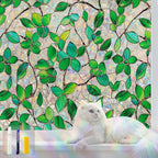 Window Privacy Film Stain Glass Window Film Rainbow Window Film Window clings Non-Adhesive Reusable Decorative for Room (Green Rainbow, 45.2 X 78.7 in)