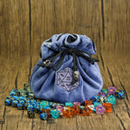 DND Dice Bags Large with Pockets Blue Storage Bag with D20 Logo for Dungeon and Dragons RPG Game Dices - Capacity 200+ Dice