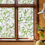 3D Stained Glass Window Film, Decorative Window Privacy Film for Bathroom, Front Door, Home, Sun Blocking Heat Control, Static Cling,White Lily 35.4inch x 78.7inch