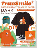 TranSmile PU-Heat Transfer Paper for Inkjet Printer (30 Sheets, 8.5x11", Dark) Iron on Transfers for Dark Fabric, Printable Heat Transfer Vinyl for T Shirts, Vibrant & Washable
