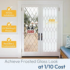 rabbitgoo Window Privacy Film for Glass Windows, Frosted Glass Cling with Decorative Moroccan Lattice, Removable Heat Control Sun Blocking Door Covering Sticker for Home Bathroom, 35.4 x 157.4 inches