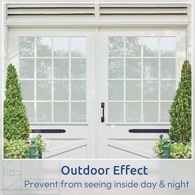 rabbitgoo Window Privacy Film, Non-Adhesive Frosted Glass Window Film for Bathroom, Static Cling Heat Blocking Stickers for Home Indoor Opaque Frosting Coverings House Tint, Matte White 29.5" x 157"