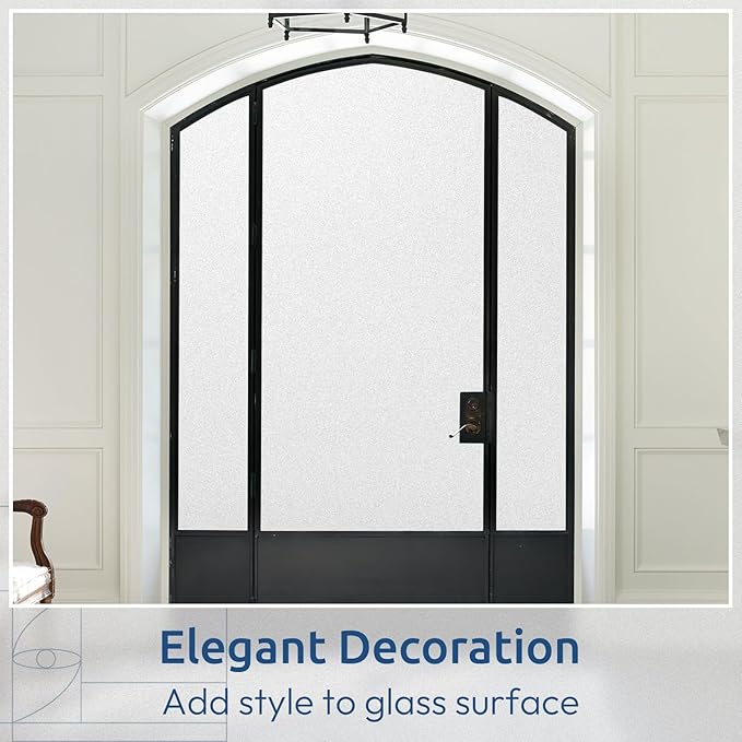 rabbitgoo Window Privacy Film, Non-Adhesive Frosted Glass Window Film for Bathroom, Static Cling Heat Blocking Stickers for Home Indoor Opaque Frosting Coverings House Tint, Matte White 17.5" x 118.1"