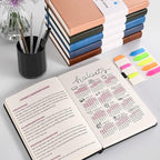 Lined Journal Notebook, Large A5 College Ruled Notebook, 312 Numbered Pages Work Notebook with Index Stickers, 100gsm Thick Paper, Hardcover Vegan Leather Journal for Women Men School Office, Pink