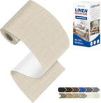 KING MOUNTAIN Linen Repair Patches, Self-Adhesive Linen Fabric Patches, 4 X 63 inch Extra Size, Multi Color, Can be Used for Linen Sofa Repair and Linen Clothes Repair (Cream-Gray2.0)