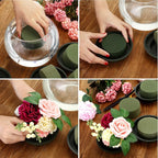 Maitys 12 Pieces Round Floral Foam Wet Green Flower Foam DIY Flower Arrangement Kit for Aisle Wedding Party Decoration(2.95 x 2.95 x 1.57 Inches)