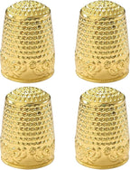 FR 4Pcs Sewing Thimbles, Metal Thimbles for Hand Sewing Finger Protector Knitting Needlework DIY Tools Gold