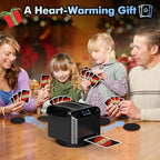 Automatic Card Shuffler and Dealer Machine 360° Rotation, Supports 12 Players, Rechargeable Card Shufflers, UNO Shuffler Card Machine Perfect for Rummy, Poker, Phase 10, Skip-Bo, Texas Hold'em