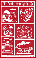 Over'N'Over Reusable Glass Etching Stencils – Durable Self-Stick Designs for Glass, Mirrors, and Ceramics with Armour Etch Cream – 5” x 8” Stencil Sheet - Seaside Paradise