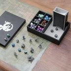 3 in 1 Dice Tray with Lid and Storage Tower, Portable Dice Box Holder for D&D RPG MTG Table Games - Gray