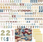 221 Pcs Classroom Bulletin Board Letters Colorful Alphabet Cutouts Number and Punctuation Symbol Combo Letter Cutouts for Spring Summer Wall Chalkboard Poster Board Decor(Advanced Boho)