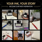 Wordsworth and Black Fountain Pen Ink Bottle (50 ml) Premium Luxury Edition, [Mysterious Black] Fountain Pens Bottled Ink; Classic Designed Bottle Smooth Flow 50 ml