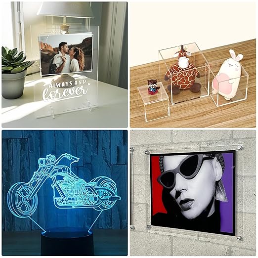 Pack of 10 Clear Acrylic Sheet 8" x 10" Cast Plexiglass Panel 1/8" Thick (3mm) Transparent Plastic Board for Sign, Craft, Display Projects, Laser Cutting, Engraving