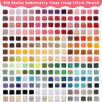 PAXCOO 276 Pack Embroidery Floss Thread Kit Including 210 Colors Cross Stitch Sewing Thread with 66 Pcs Embroidery Accessories and 4-Tier Transparent Embroidery Thread Storage Organizer Box