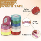 PATIKIL 2 Roll Glitter Paper Washi Tape, Washi Decorative Tape for Crafts, Red
