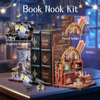 Cutefun 2Pcs Book Nook Kit, DIY 3D Wooden Puzzles for Adults and Teens, Bookends Decorative for Shelves Book Nook Kits for Adults, Bookshelf Decor Gifts for Friend (University of Miracle)