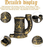 Mug Dice Tower - Dice Rolling Tower,(7PCS D20 Dice Set Included) for DND Gift and Dungeons and Dragon, Tabletop Games, Drink Holder, Tavern Style Board Game Roller (Gold)