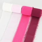 TONIFUL 4 Rolls Hot Pink Chiffon Ribbon Set 1 1/2 Inch 5.5 Yards Silk Fabric for Gift Wrapping, Wedding Party Decoration, Flower Bouquet, Bows Making, DIY Crafts