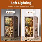 Book Nook Kit, DIY Miniature House Dollhouse Kit for Adults and Teens, 3D Wooden Puzzle Bookend Creative Bookshelf Insert Decor with LED Light, Gifts for Family, Friends (Sewing Room)