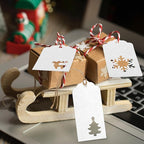 Aneco 150 Pieces Christmas Paper Gift Tags White Kraft Tags Hang Labels Christmas Tree Snowflake Reindeer Design with 30 Meters Jute Twine for Christmas DIY Wrapping Favor Holiday Present