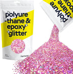 Hemway Polyurethane & Epoxy Resin Glitter 100g / 3.5oz Metallic Crystal Flake Additive for Flooring Jewelry Tumblers Glass Pigment - Extra Chunky (1/24" 0.040" 1mm) - Rose Pink Holographic