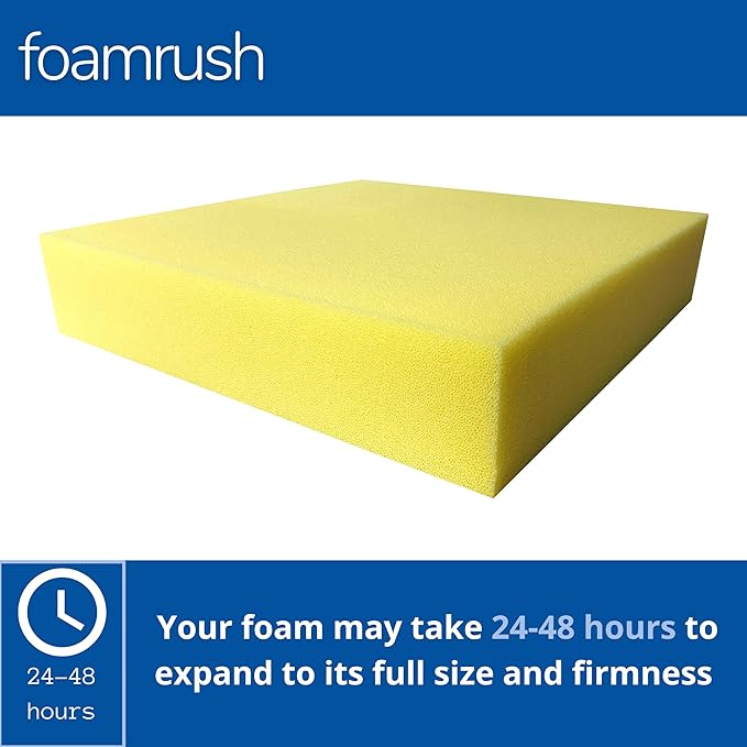FoamRush 6" x 24" x 24" Water-Resistant Dry Fast Outdoor Upholstery Foam Sheet for Outdoor & Marine Furniture (Chair Cushion Foam for Patio Furniture, Boat Seat Cushion Replacement)