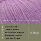 Pullu - Baby Alpaca Merino Wool Yarn Set of 3 Skeins (150 Grams) Worsted Weight - Sourced Directly from Peru - Heavenly Soft and Perfect for Knitting and Crocheting (Lavender Fields)