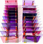 24 Sheets Shades of Purple Stained Glass Sheets, 6 X 4 inches Stained Glass Supplies Mosaic Tiles for Crafts, Pink Colors for Glass Projects or Mosaic Arts