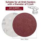 5 Inch 100 PCS Sanding Disc 80 Grit,Hook and Loop Sanding Discs for Random Orbital Sander