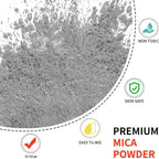 Mica Powder - 100g Mica Powder for Epoxy Resin - Metallic Color Pigment for Resin, Soap, Bath Bombs, Eye Shadow, Nails, DIY Crafting Projects etc. (Silver Gray)