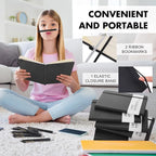 Aodaer 30 Set Lined Notebook Journals with Pens A5 Notebooks 100 GSM College Ruled Hardcover Notebook PU Leather Notepad with Pen Holder for Office School, 5.7 x 8.3 Inches, Black