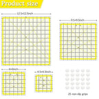 Quilting Rulers, Acrylic Quilt Ruler,4 Square Fabric Cutting Ruler (4.5"X4.5", 6"X6", 9.5"X9.5", 12.5"X12.5"), Quilting Templates with Non Slip Rings. (Yellow)
