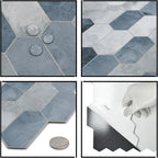 The Tiles Plaza 10-Sheet Peel and Stick Backsplash, Blue Cement Long Hexagon Self Adhesive Wall Tile, Stone Composite Stick On Decorative Mosaic Tile for Kitchen Bathroom Fireplace
