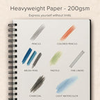 Artist’s Sketchbook Hardcover – 200GSM Very Thick Paper – Spiral Sketch Book for Drawing and Mixed Media – Sketch Pad, Art Book - 5.8 x 8.5, 40 Sheets / 80 Pages