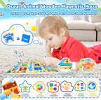 FCSONU Magnetic Color & Shape Maze, Toddler Montessori Toys for 3 4 5 Years Old Boy Girl Birthday Gifts, Wooden Magnetic Board for Kids Puzzles, Color Shape Sorting Magnet Toys, Preschool Activities