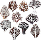 Royal Kraft Wooden Stamps for Block Printing on Saree Border, Textile, Clay, Pottery, Tattoo (Set of 10) MXtag0007