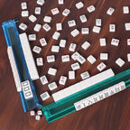 ZGME American Mahjong Set,166 White Tiles with Blue Rectangular Bag and Accessories,4 All-in-One Mahjong Racks with Pushers,Complete Western Mahjong Set