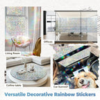 DOWELL Window Privacy Film Rainbow Film, Stained Glass Decorative Sticker, Static Cling Non-Adhesive Glass Clings, Sun Blocking Heat Control Window Coverings for Home Door, 35.4" x 157.4"