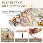 3D Stained Glass Window Privacy Film, Heat Control UV Blocking Static Cling Decorative Window Film for Bathroom,Front Door,Home Non Adhesive,GiltGaze 16.9 x 78.7 inches