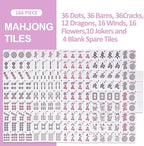 American Mahjong Game Set, 166 Pink Tiles, Pink Bag and Entire Accessories, 4 All-in-One Rack/Pushers, Mahjong Tiles Set