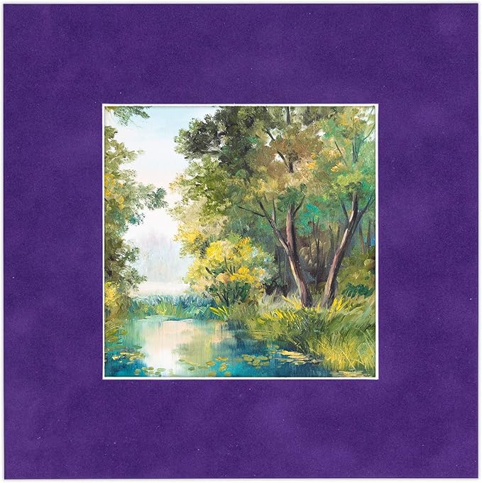 8.5x11 Mat Bevel Cut for 7x9 Photos - Acid Free Purple Crocus Suede Precut Matboard With Backing Board and Crystal Clear, Self Seal Photo Mat Bag - For Pictures, Photos, Framing - 4-ply Thickness