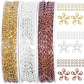 Jishi 30ft Jewelry Making Chains Bulk 2mm Necklace Chains for Jewelry Making Supplies, DIY Craft Earring Bracelet Making Findings, 3-Colors Gold Silver Copper Plated Metal Rolo Cable Link Chain Rolls