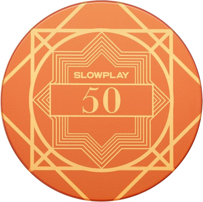 SLOWPLAY Nash Ceramic Poker Chips in Bulk, Casino Grade Ceramic 10-Gram Poker Chip for Texas Hold'em, 39mm Professional Chips Pack of 50 with Denomination of 50