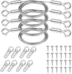 Picture Hanging Kit for Frames & Mirrors - Picture Hanging Wire Kit, 4 pcs Adjustable Wire 2 m (6.56 ft) x 1 mm with Clips, 50 lb; 8 3-Hole D-Ring Hangers; Braided Heavy Duty Cord; Wall Hardware, Art