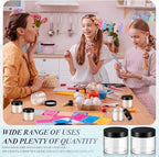 SATINIOR 36 Pieces 6 oz Plastic Jars with Lids Wide Mouth Airtight Reusable Container Acrylic Cosmetic Small Jars for Lotions Ointments Travel Toiletries Creams Make up Storage(Black)
