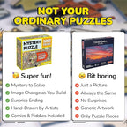 Odd Pieces Jigsaw Puzzles 1000 Pieces - Magic Mystery Story Secret Ending Puzzle - Perfect Game Night for Adults & Kids - Animal Park Theme Challenging (Snack Attack 3)